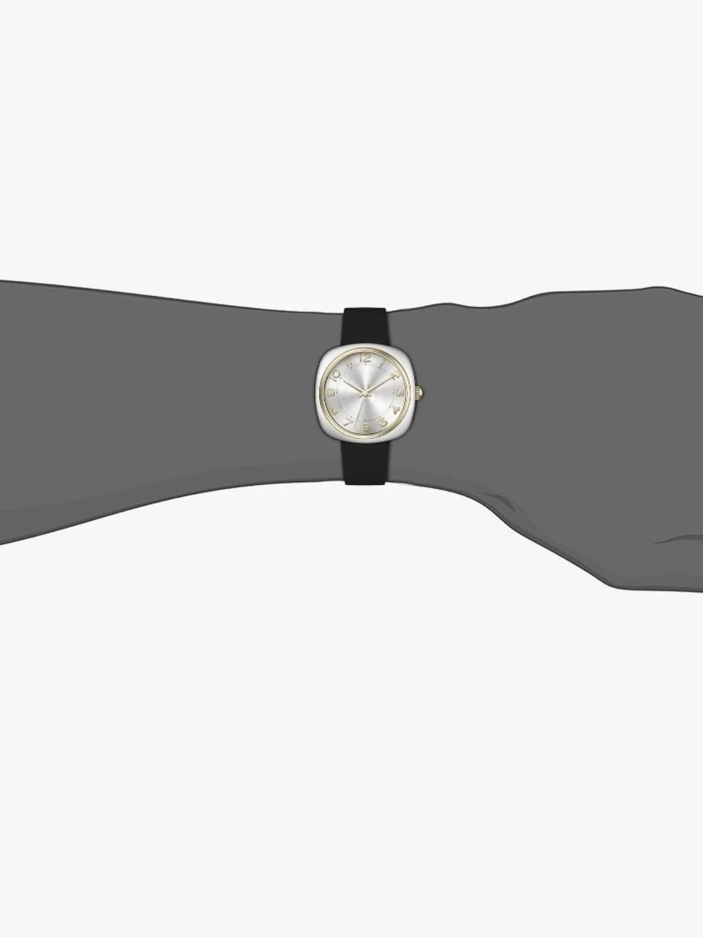 Modern Two-Tone Square Watch with Black Strap